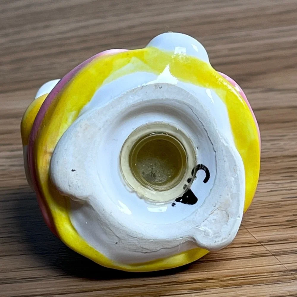 VTG Chubby Bunny Salt Shaker‎ Ceramic Pink Polka Dot Easter Cottage Decor
